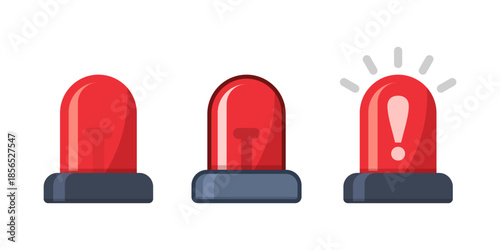 Alarm siren icon set collection in flat style. Emergency lamp vector illustration on isolated background. Ambulance and police light bulb sign business concept.