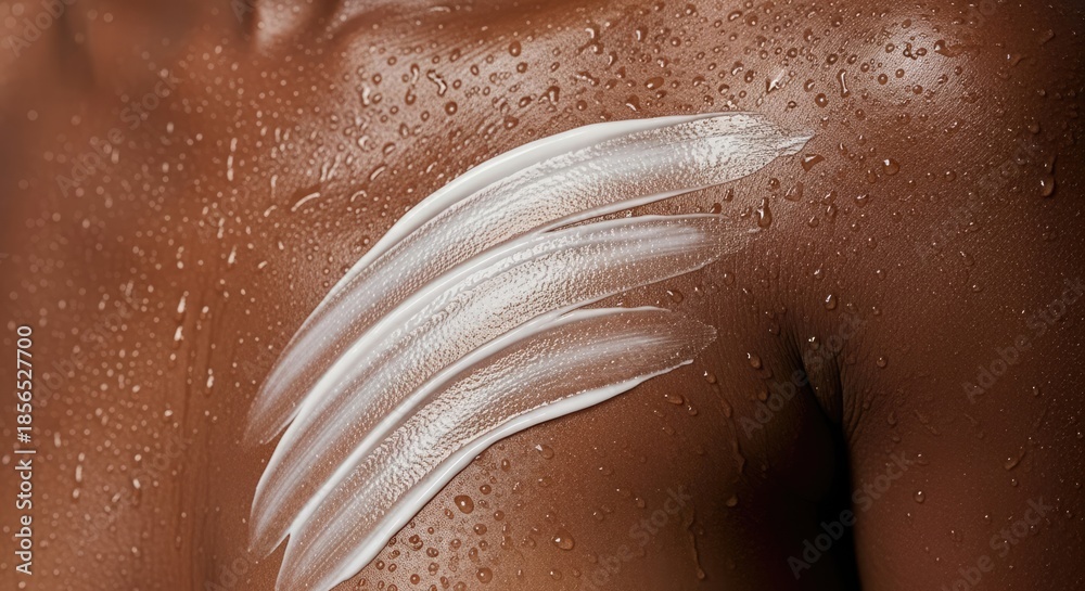 Fototapeta premium Moisturizer applied to wet skin for hydration and skincare routine