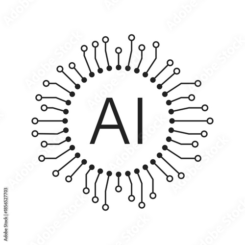 Artificial intelligence cpu icon in flat style. Microchip for AI generation vector illustration on isolated background. Prompt algorithm sign business concept.