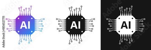Artificial intelligence cpu icon in flat style. Microchip for AI generation vector illustration on isolated background. Prompt algorithm sign business concept.