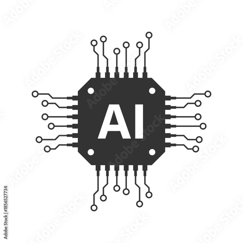 Artificial intelligence cpu icon in flat style. Microchip for AI generation vector illustration on isolated background. Prompt algorithm sign business concept.