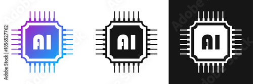 Artificial intelligence cpu icon in flat style. Microchip for AI generation vector illustration on isolated background. Prompt algorithm sign business concept.