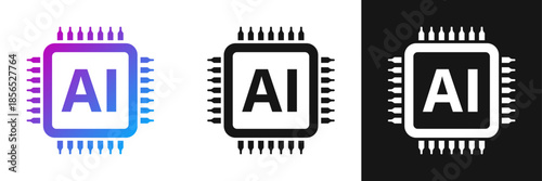Artificial intelligence cpu icon in flat style. Microchip for AI generation vector illustration on isolated background. Prompt algorithm sign business concept.