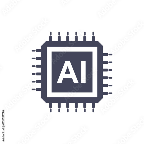 Artificial intelligence cpu icon in flat style. Microchip for AI generation vector illustration on isolated background. Prompt algorithm sign business concept.