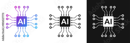 Artificial intelligence cpu icon in flat style. Microchip for AI generation vector illustration on isolated background. Prompt algorithm sign business concept.