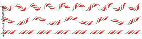 Festive candy cane striped patterns in varying wavy and straight designs