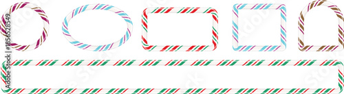 Colorful candy cane shapes and a long striped border design