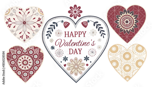 Happy Valentine's Day decorative heart designs and greeting
