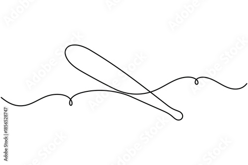 Baseball bat icon continuous one line drawing on white background minimalist modern sport equipment single and double strike symbol outline vector illustration