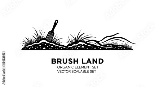 Hand-drawn illustration of a garden trowel in a patch of grass and soil.