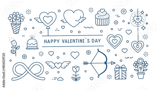 Happy Valentine's Day celebration with hearts and gifts