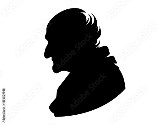 Grandpa face icon side view, black and white image, vector illustration 3
