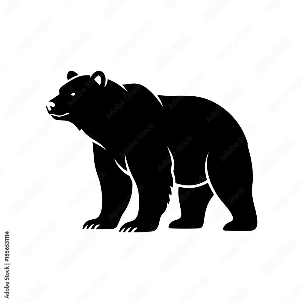Fototapeta premium Vector illustration of a cute wild polar bear silhouette and mammal animal symbol for nature wildlife or zoo design