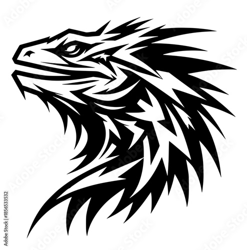 Silhouette of an angry lizard head