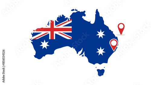 Australian flag map pin pointer layout