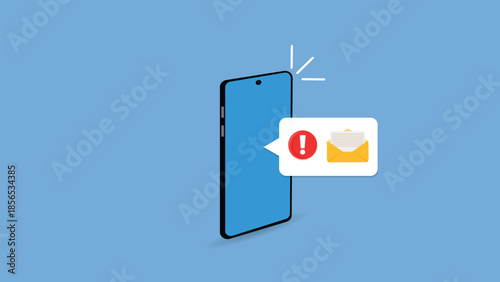 Phone notifications. Smartphone with new mail vector illustration on isolated background. Reminder message, sign business concept
