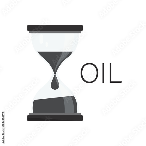 Sandglass with crude oil. Sleek hourglass with dark liquid inside represents dwindling supply of oil, illustrating urgency of time and resource management