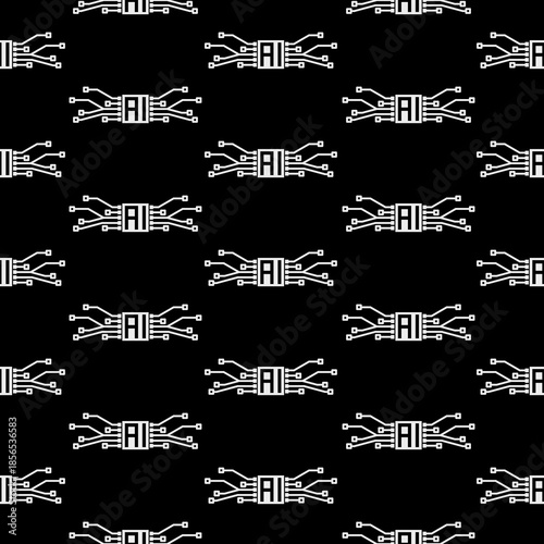 AI Processor seamless pattern isolated on black background