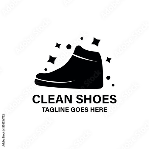Sleek and Modern Shoe Cleaning Service Logo Design with Sparkles, Symbolizing Freshness and Professional Footwear Care
