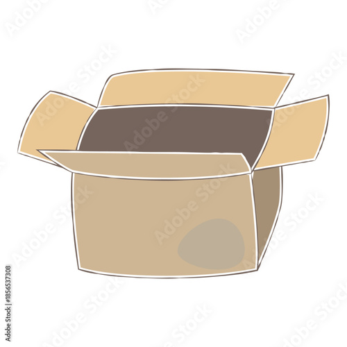Open Cardboard Box With Flaps Illustration
