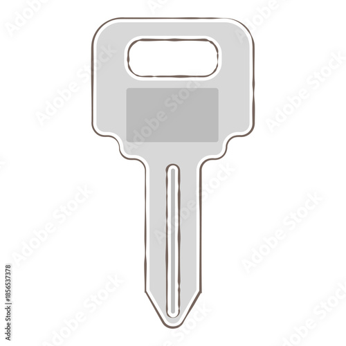 Simple Silver Key Illustration Isolated