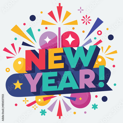 design logo vector illustration icon flat new year colorful