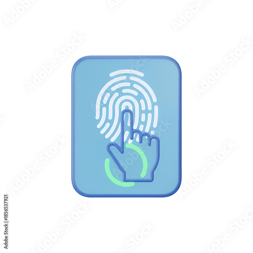 Fingerprint Scanning Hand Icon Button Graphic.