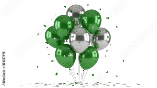 Celebration balloons cluster isolated on transparent background