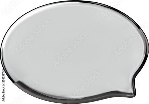 Glass speech bubble, oval, on an isolated background.