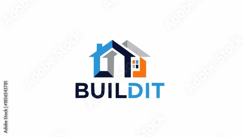 Modern House Logo Design with Buildit Text.