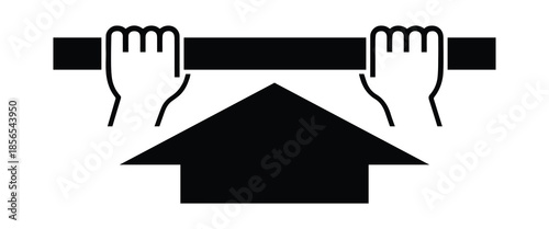 Push to Open Safety Icon with Stylized Hands and Arrows – High Quality Vectorial Stock Image