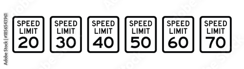 Speed Limit Sign Series from 5 to 70 MPH – High Quality Vectorial Road Sign Set