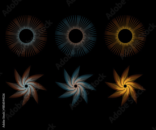 Set colorful Spiral Vortex Vector illustration