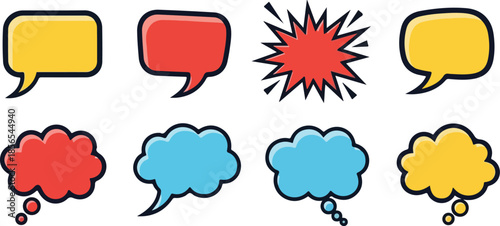 Comic Speech Bubbles Collection Various Shapes and Styles for Communication and Design