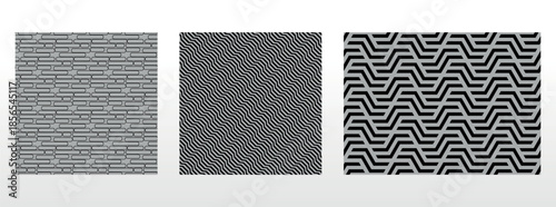 Geometric set of seamless black and gray patterns. Simple vector graphics