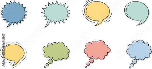 Speech Bubble Icons Diverse Shapes for Communication and Thought Representation