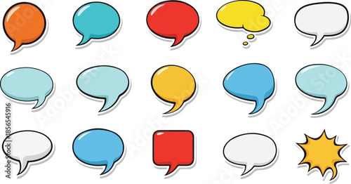Collection of Colorful Comic Speech Bubbles for Communication and Storytelling