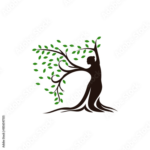 Mother Nature Woman Tree Silhouette Logo