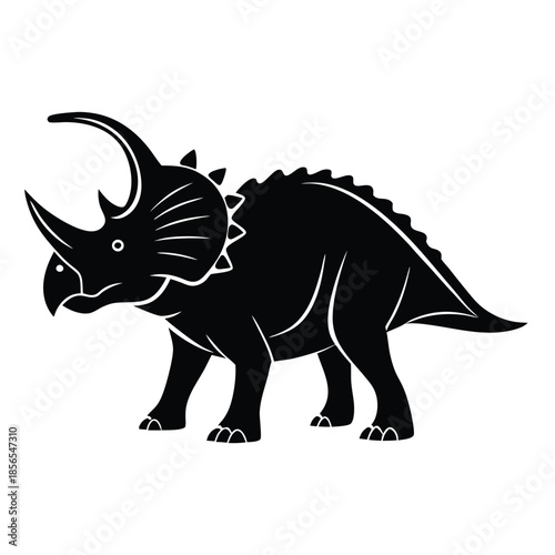 Side View Silhouette of a Triceratops Dinosaur prehistoric