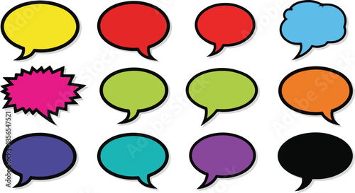 Colorful Speech Bubble Collection Diverse Shapes for Communication and Expression
