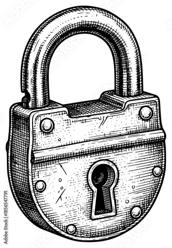 a picture of a lock with a key in it, drawing, illustration, key, lock, padlock, picture, against transparent background