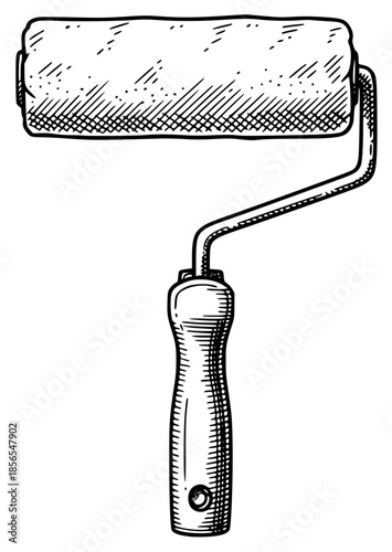 a drawing of a paint roller on a , drawing, illustration, tool, against transparent background