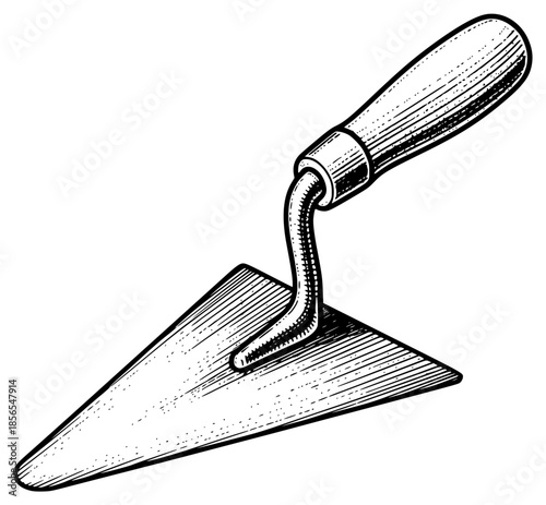 a drawing of a trowel on a , drawing, handle, illustration, against transparent background