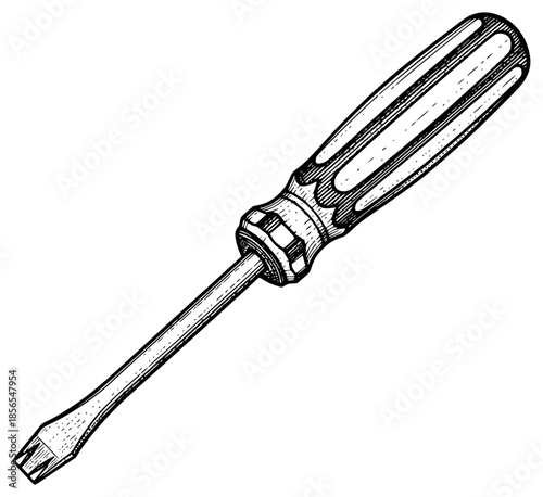 a wooden spatula with a handle on a , black and white illustration, black, drawing, engraving, handle, illustration, against transparent background