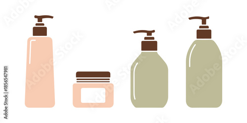 Bottles of hand cream represented as solid icons. Beauty vector on a white canvas.