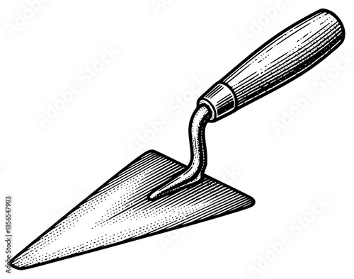 a trowel with a handle on a , handle, against transparent background