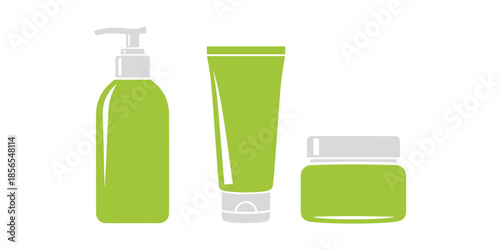 Solid icon set of hand cream bottles. Beauty vector design on a white background.