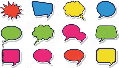 Colorful Speech Bubbles and Thought Balloons for Communication and Design