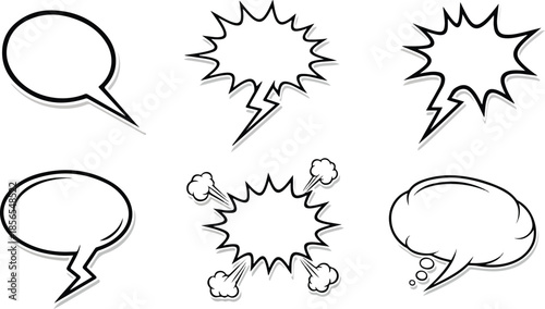 Comic Speech Bubbles Vector Illustrations for Communication and Design Elements