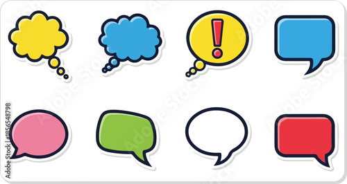 Diverse Collection of Colorful Speech Bubbles for Communication and Design Elements